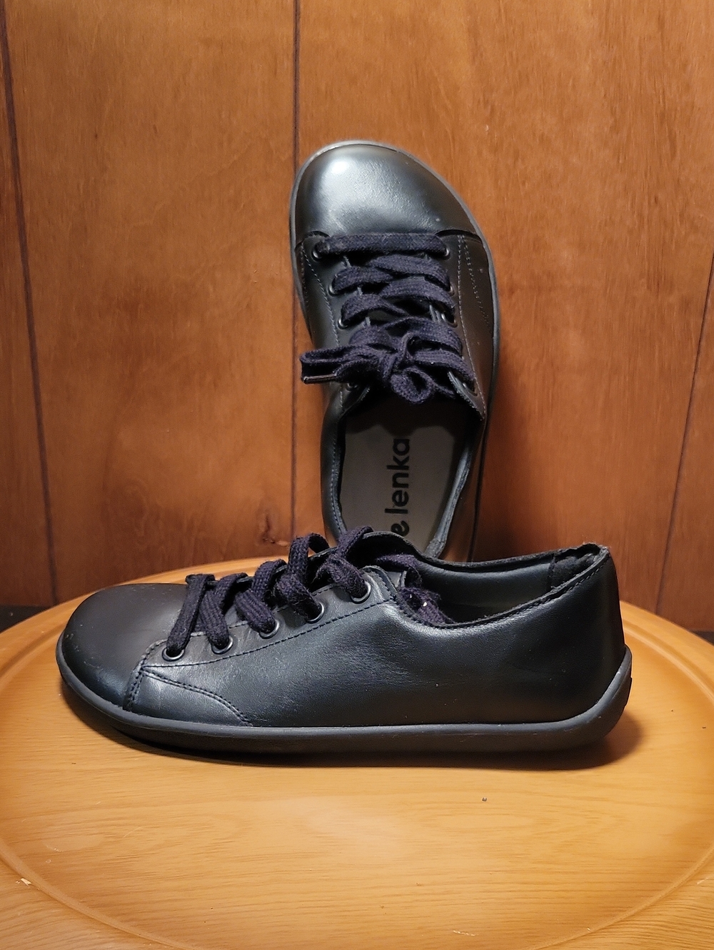 Be Lenka Barefoot Black Leather Lace-Up Sneakers